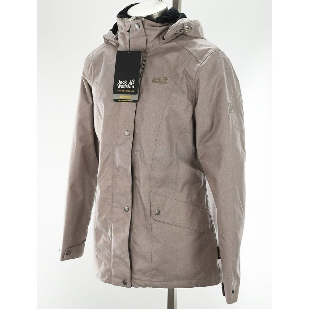 JACK WOLFSKIN Beige PARK AVENUE Waterproof Windproof Hooded Jacket MEDIUM NWT